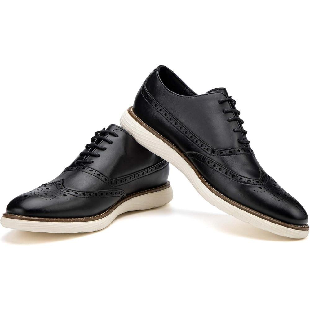 imageJITAI Mens Oxford ShoesDress Shoes Laceup Wingtip Brogue Shoe Mens Lightweight Fashion ShoesBlack07