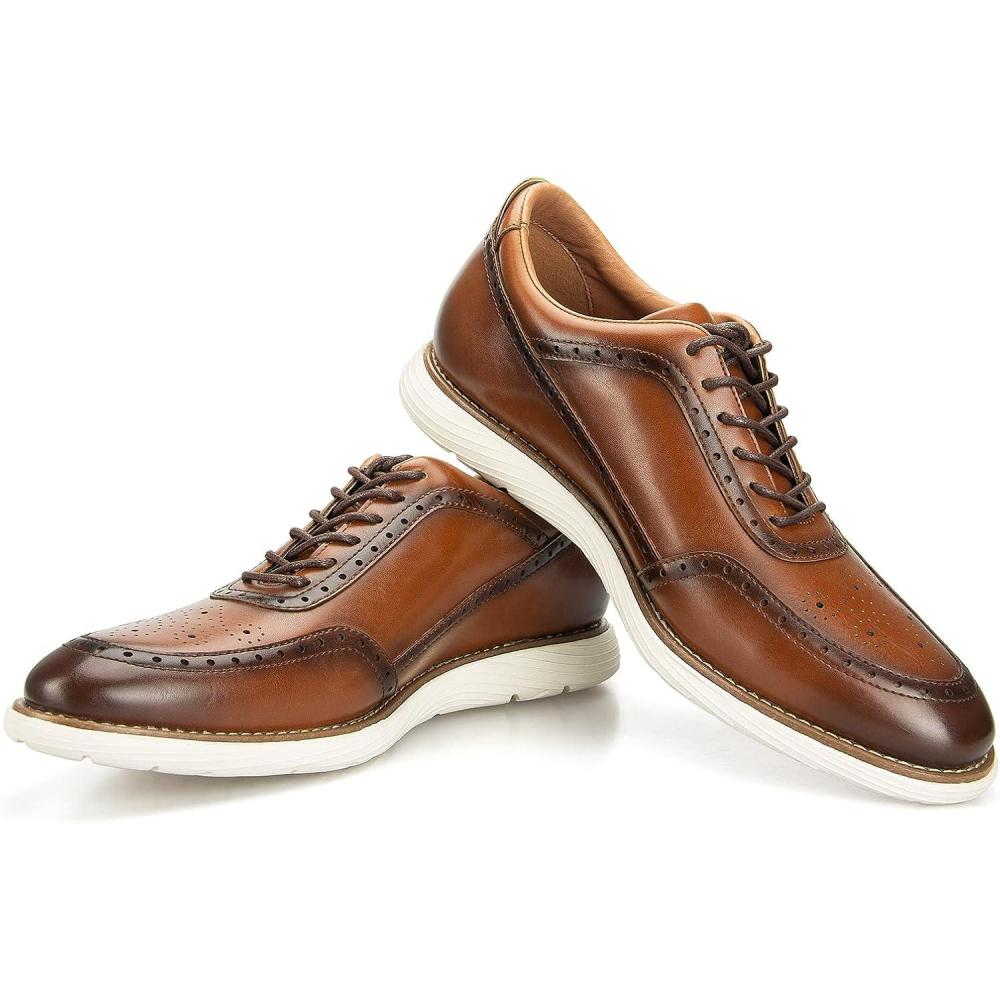 imageJITAI Mens Oxford ShoesDress Shoes Laceup Wingtip Brogue Shoe Mens Lightweight Fashion ShoesBrown14