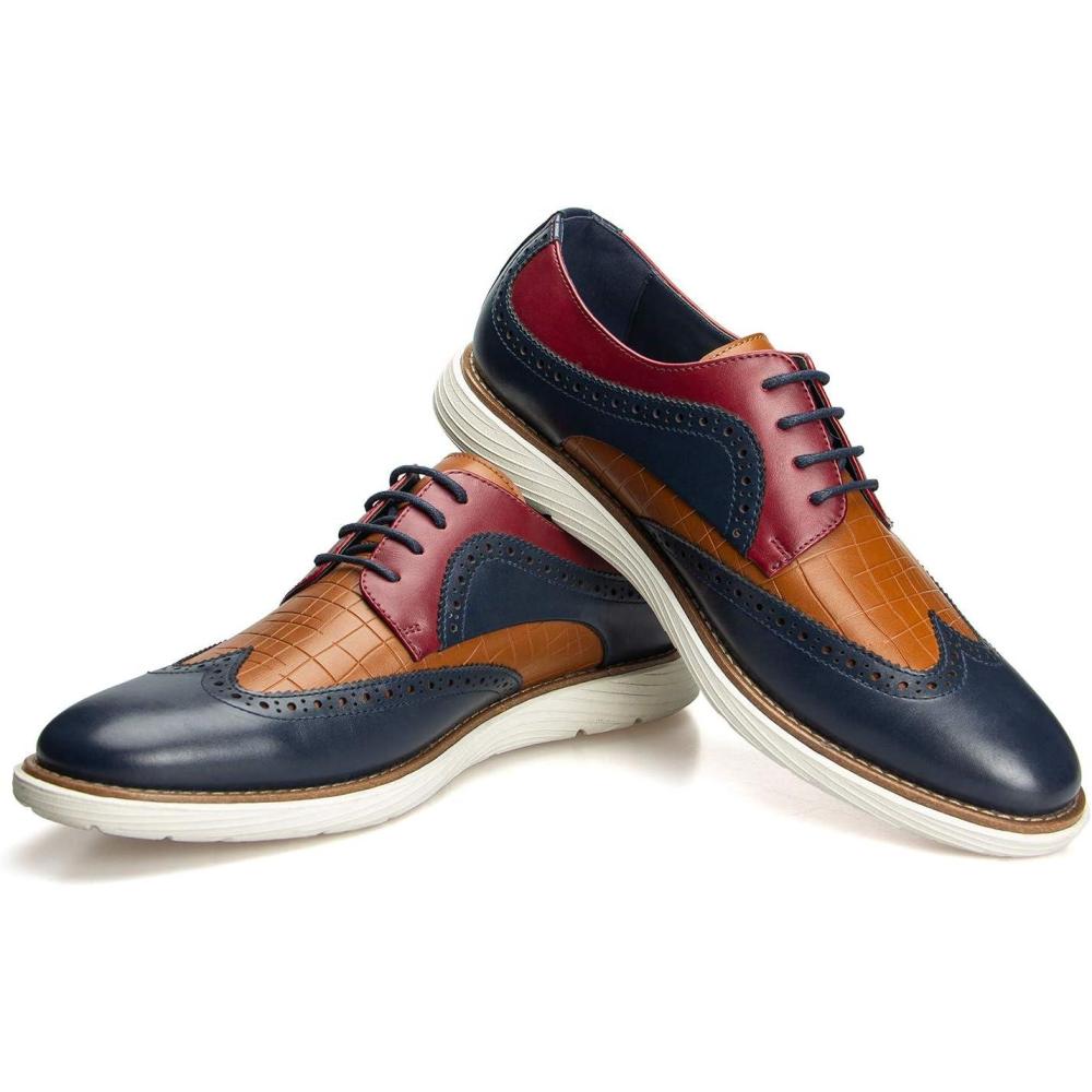 imageJITAI Mens Oxford ShoesDress Shoes Laceup Wingtip Brogue Shoe Mens Lightweight Fashion ShoesColour07