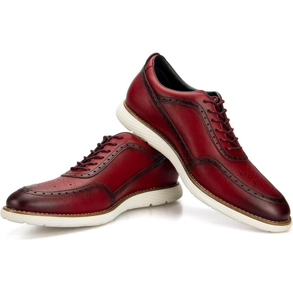 imageJITAI Mens Oxford ShoesDress Shoes Laceup Wingtip Brogue Shoe Mens Lightweight Fashion ShoesRed06