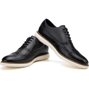 JITAI Men’s Oxford Shoes,Dress Shoes Lace-up Wingtip Brogue Shoe Mens Lightweight Fashion Shoes.(Black/07)