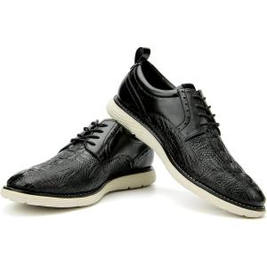 JITAI Men’s Oxford Shoes,Dress Shoes Lace-up Wingtip Brogue Shoe Mens Lightweight Fashion Shoes.(Black/25)
