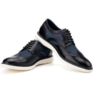 JITAI Men’s Oxford Shoes,Dress Shoes Lace-up Wingtip Brogue Shoe Mens Lightweight Fashion Shoes.(Blue/12)