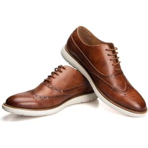 JITAI Men’s Oxford Shoes,Dress Shoes Lace-up Wingtip Brogue Shoe Mens Lightweight Fashion Shoes.(Brown/07)