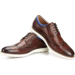 JITAI Men’s Oxford Shoes,Dress Shoes Lace-up Wingtip Brogue Shoe Mens Lightweight Fashion Shoes.(Brown/15)