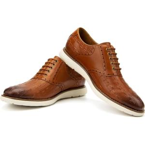 JITAI Men’s Oxford Shoes,Dress Shoes Lace-up Wingtip Brogue Shoe Mens Lightweight Fashion Shoes.(Brown/28)