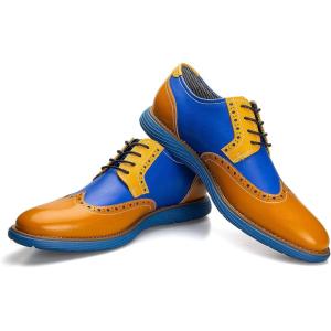 JITAI Men’s Oxford Shoes,Dress Shoes Lace-up Wingtip Brogue Shoe Mens Lightweight Fashion Shoes.(Yellow/18)