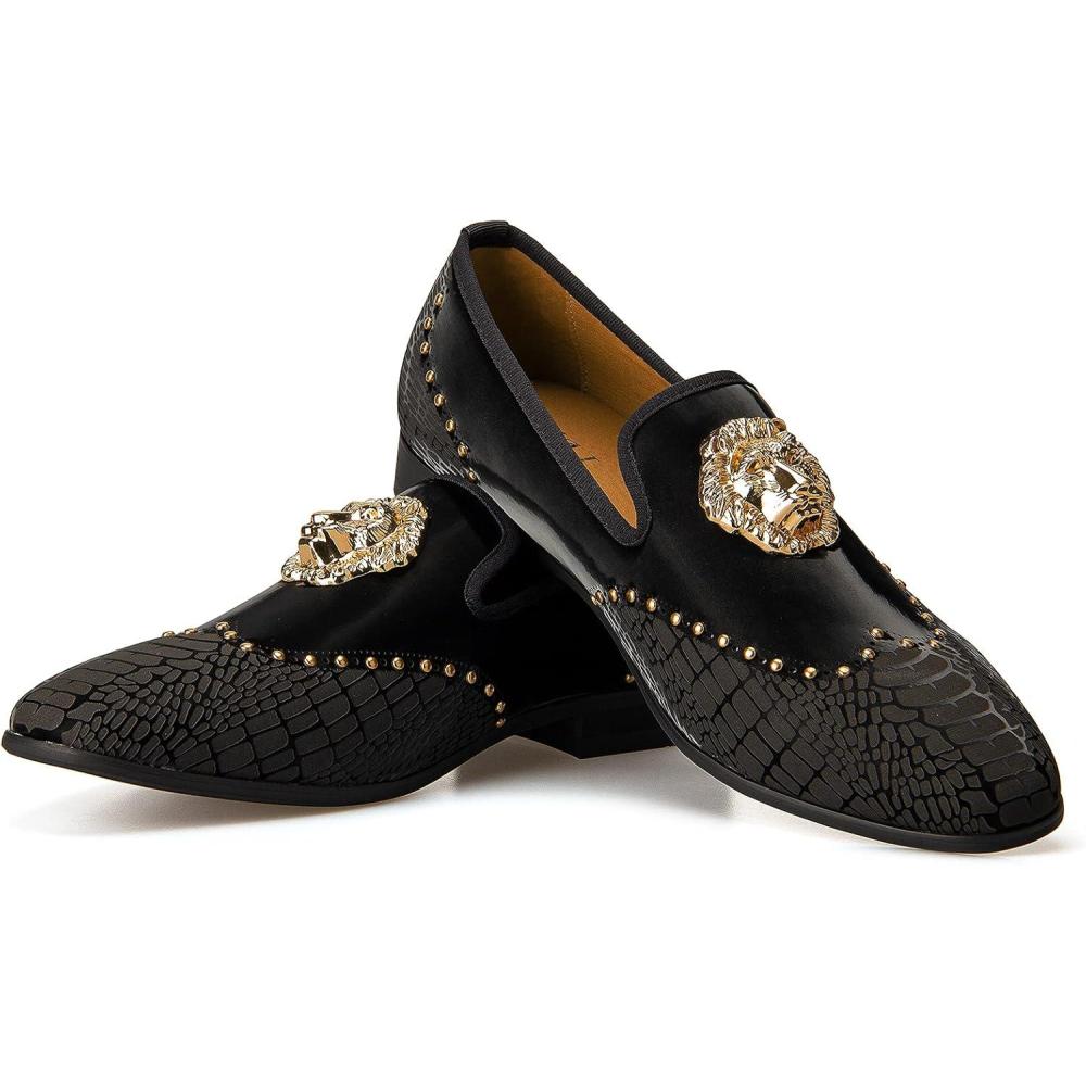 imageJITAI Mens Dress Shoes Casual Rubber ampamp Leather Loafers for Men Fashion Business Formal WearBlack13