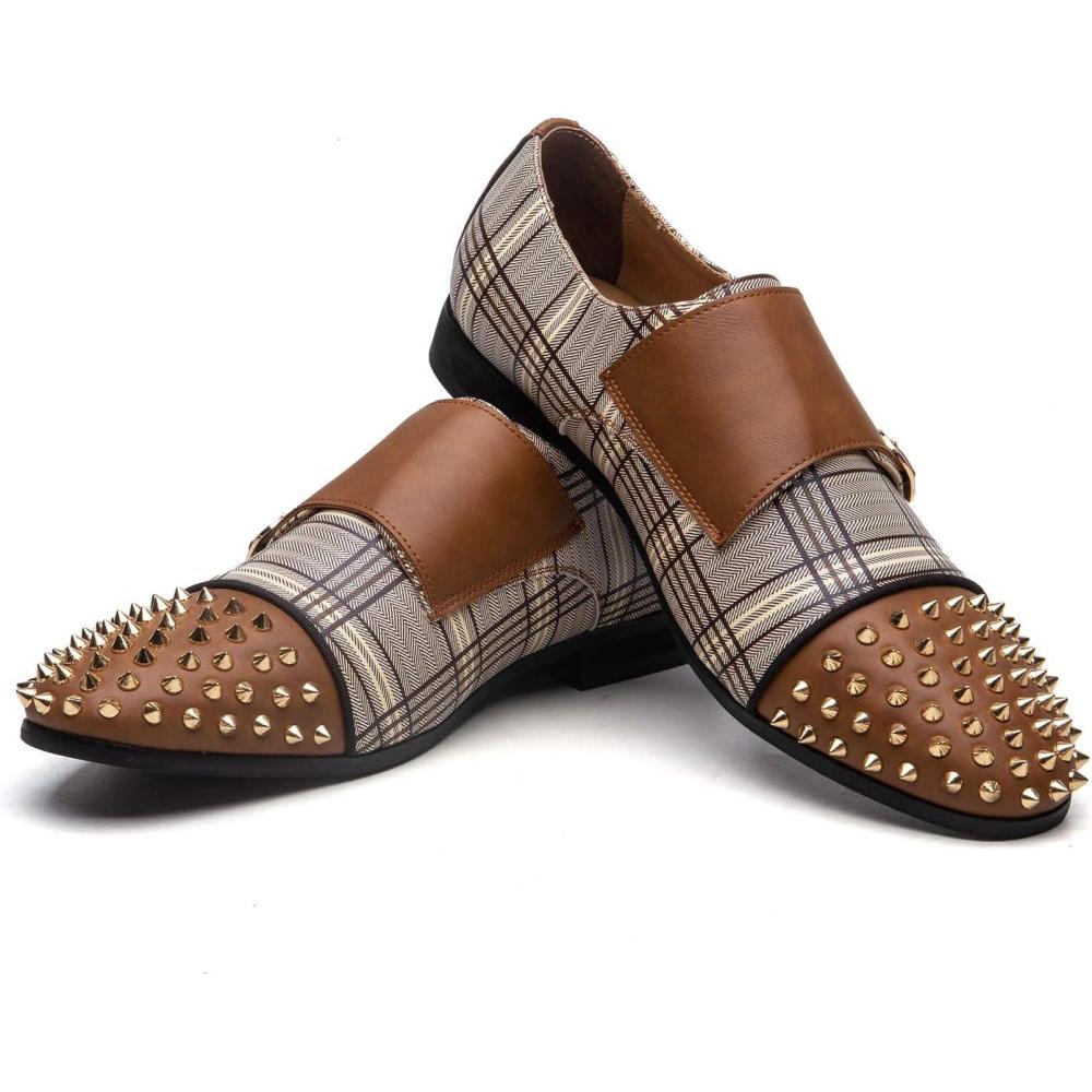 imageJITAI Mens Dress Shoes Casual Rubber ampamp Leather Loafers for Men Fashion Business Formal WearBrown05