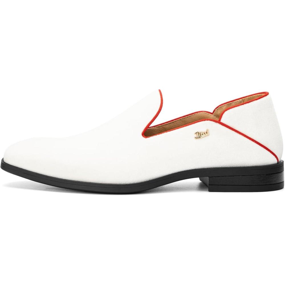 imageJITAI Mens Dress Shoes Casual Rubber ampamp Leather Loafers for Men Fashion Business Formal WearWhite19
