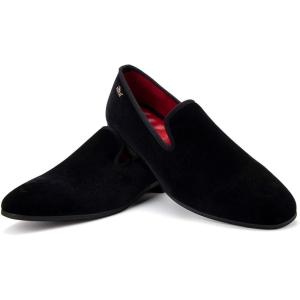 JITAI Men’s Dress Shoes – Casual Rubber & Leather Loafers for Men – Fashion Business Formal Wear(Black/15)