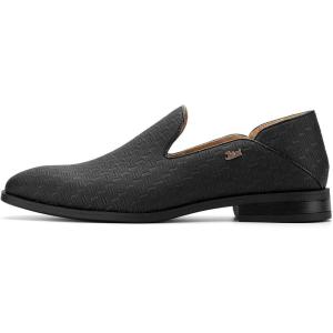 JITAI Men’s Dress Shoes – Casual Rubber & Leather Loafers for Men – Fashion Business Formal Wear(Black/16)