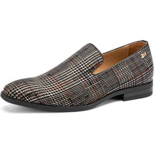 JITAI Men’s Dress Shoes – Casual Rubber & Leather Loafers for Men – Fashion Business Formal Wear(Black/23)