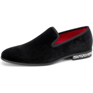 JITAI Men’s Dress Shoes – Casual Rubber & Leather Loafers for Men – Fashion Business Formal Wear(Black/24)
