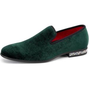 JITAI Men’s Dress Shoes – Casual Rubber & Leather Loafers for Men – Fashion Business Formal Wear(Green/24)