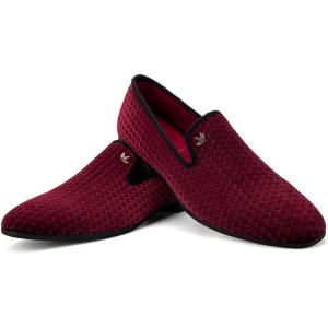 JITAI Men’s Dress Shoes – Casual Rubber & Leather Loafers for Men – Fashion Business Formal Wear(Red/14)