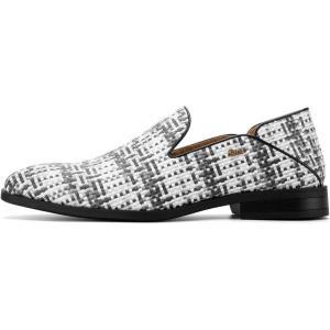 JITAI Men’s Dress Shoes – Casual Rubber & Leather Loafers for Men – Fashion Business Formal Wear(White/18)