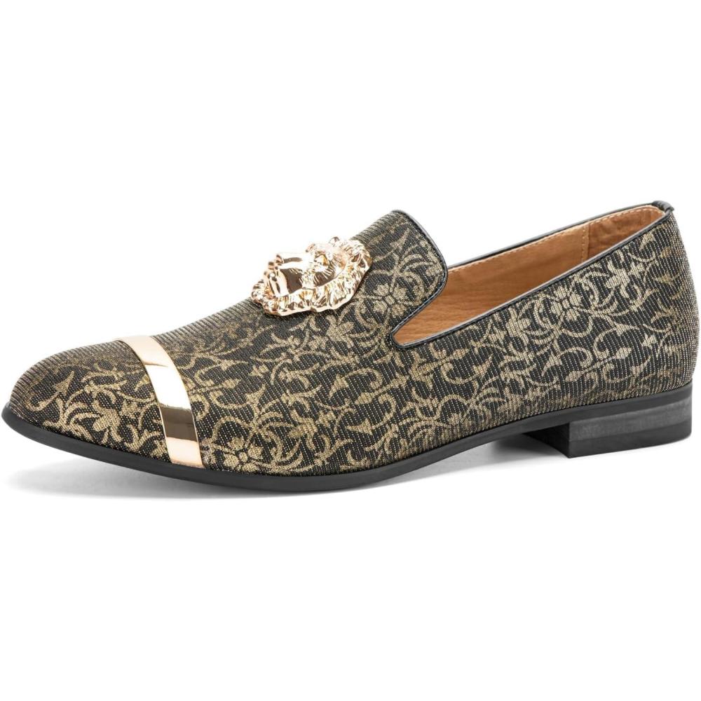 imageJITAI Mens Penny SlipOn Leather Lined Loafer Luxury Men ShoesGold09