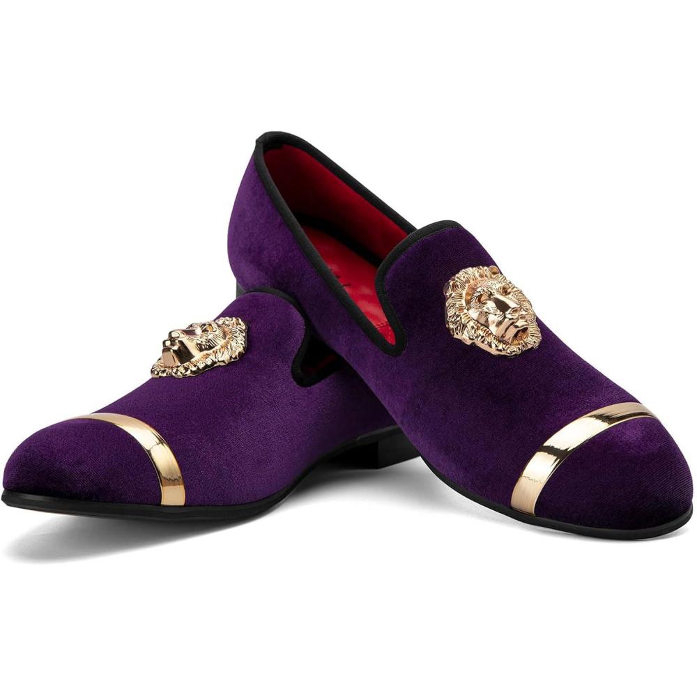 imageJITAI Mens Penny SlipOn Leather Lined Loafer Luxury Men ShoesPurple01