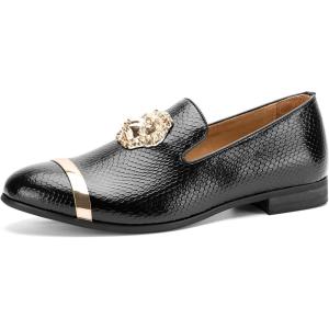 JITAI Men’s Penny Slip-On Leather Lined Loafer Luxury Men Shoes(Black/11)