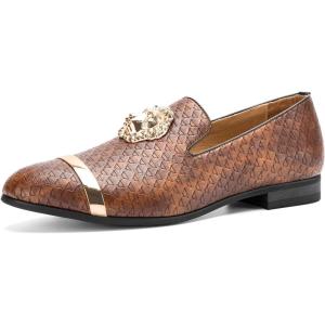 JITAI Men’s Penny Slip-On Leather Lined Loafer Luxury Men Shoes(Brown/07)
