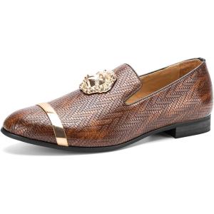 JITAI Men’s Penny Slip-On Leather Lined Loafer Luxury Men Shoes(Brown/08)