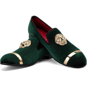 JITAI Men’s Penny Slip-On Leather Lined Loafer Luxury Men Shoes(Green/01)