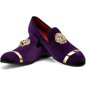 JITAI Men’s Penny Slip-On Leather Lined Loafer Luxury Men Shoes(Purple/01)