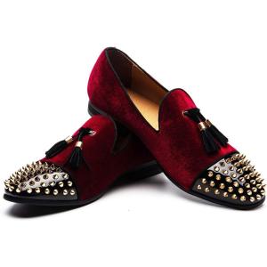 JITAI Men’s Penny Slip-On Leather Lined Loafer Luxury Men Shoes(Red/04)