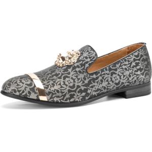 JITAI Men’s Penny Slip-On Leather Lined Loafer Luxury Men Shoes(Silver/09)