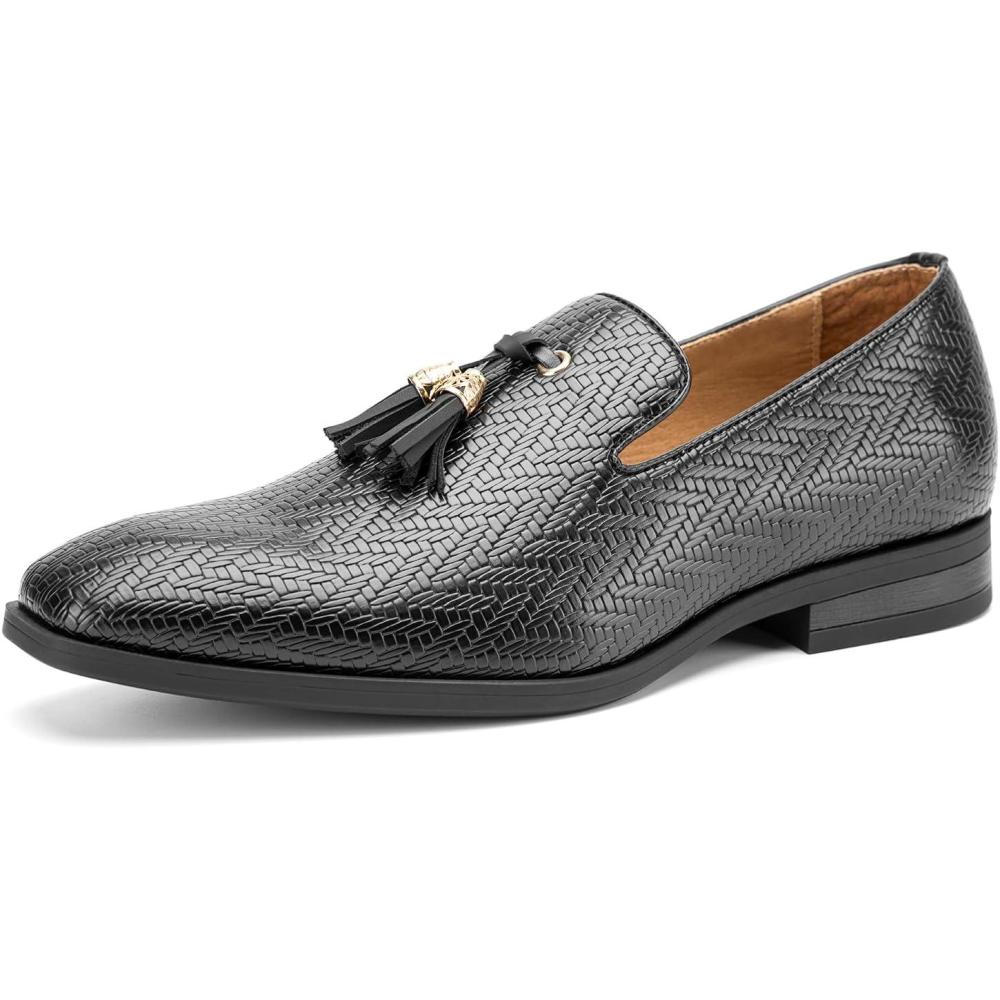 imageMens Vintage Velvet Embroidery Noble Loafer Shoes Slipon Loafer Smoking Slipper Tassel LoaferBlack16