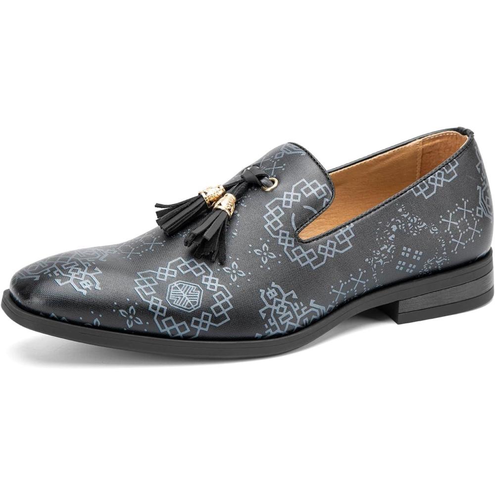 imageMens Vintage Velvet Embroidery Noble Loafer Shoes Slipon Loafer Smoking Slipper Tassel LoaferBlack18