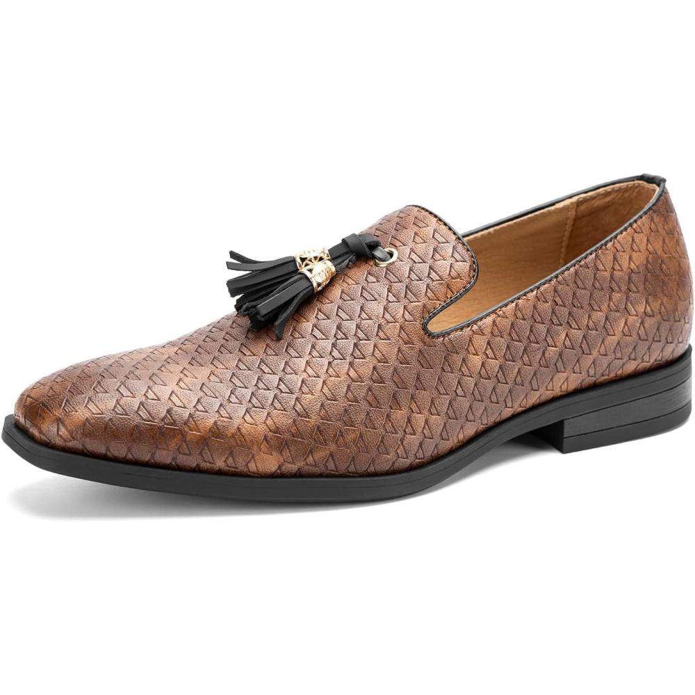 imageMens Vintage Velvet Embroidery Noble Loafer Shoes Slipon Loafer Smoking Slipper Tassel LoaferBrown15
