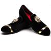 Men Genuine Leather Mens Metallic Textured Slip-on Glitter Loafers Shoes(Black/03)