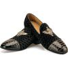 Men Genuine Leather Mens Metallic Textured Slip-on Glitter Loafers Shoes(Black/10)