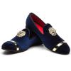Men Genuine Leather Mens Metallic Textured Slip-on Glitter Loafers Shoes(Blue/03)
