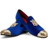 Men Genuine Leather Mens Metallic Textured Slip-on Glitter Loafers Shoes(Navy/01)