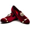 Men Genuine Leather Mens Metallic Textured Slip-on Glitter Loafers Shoes(Red/03)