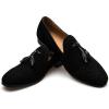Men’s Vintage Velvet Embroidery Noble Loafer Shoes Slip-on Loafer Smoking Slipper Tassel Loafer(Black/04)