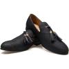 Men’s Vintage Velvet Embroidery Noble Loafer Shoes Slip-on Loafer Smoking Slipper Tassel Loafer(Black/06)