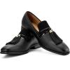 Men’s Vintage Velvet Embroidery Noble Loafer Shoes Slip-on Loafer Smoking Slipper Tassel Loafer(Black/12)