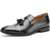 Men’s Vintage Velvet Embroidery Noble Loafer Shoes Slip-on Loafer Smoking Slipper Tassel Loafer(Black/14)