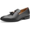 Men’s Vintage Velvet Embroidery Noble Loafer Shoes Slip-on Loafer Smoking Slipper Tassel Loafer(Black/15)