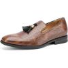 Men’s Vintage Velvet Embroidery Noble Loafer Shoes Slip-on Loafer Smoking Slipper Tassel Loafer(Brown/16)