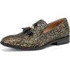 Men’s Vintage Velvet Embroidery Noble Loafer Shoes Slip-on Loafer Smoking Slipper Tassel Loafer(Gold/20)