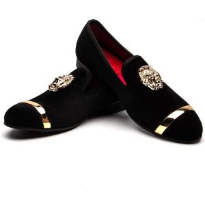 Men Genuine Leather Mens Metallic Textured Slip-on Glitter Loafers Shoes(Black/03)