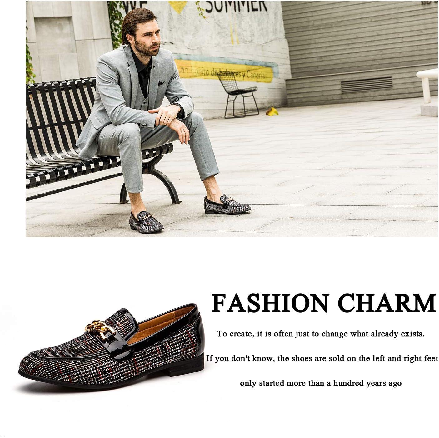 imageJITAI Mens Leather Shoes Pattern Printing Mens Dress Loafer Shoes Slipon Casual Loafer Smoking SlipperBlack02