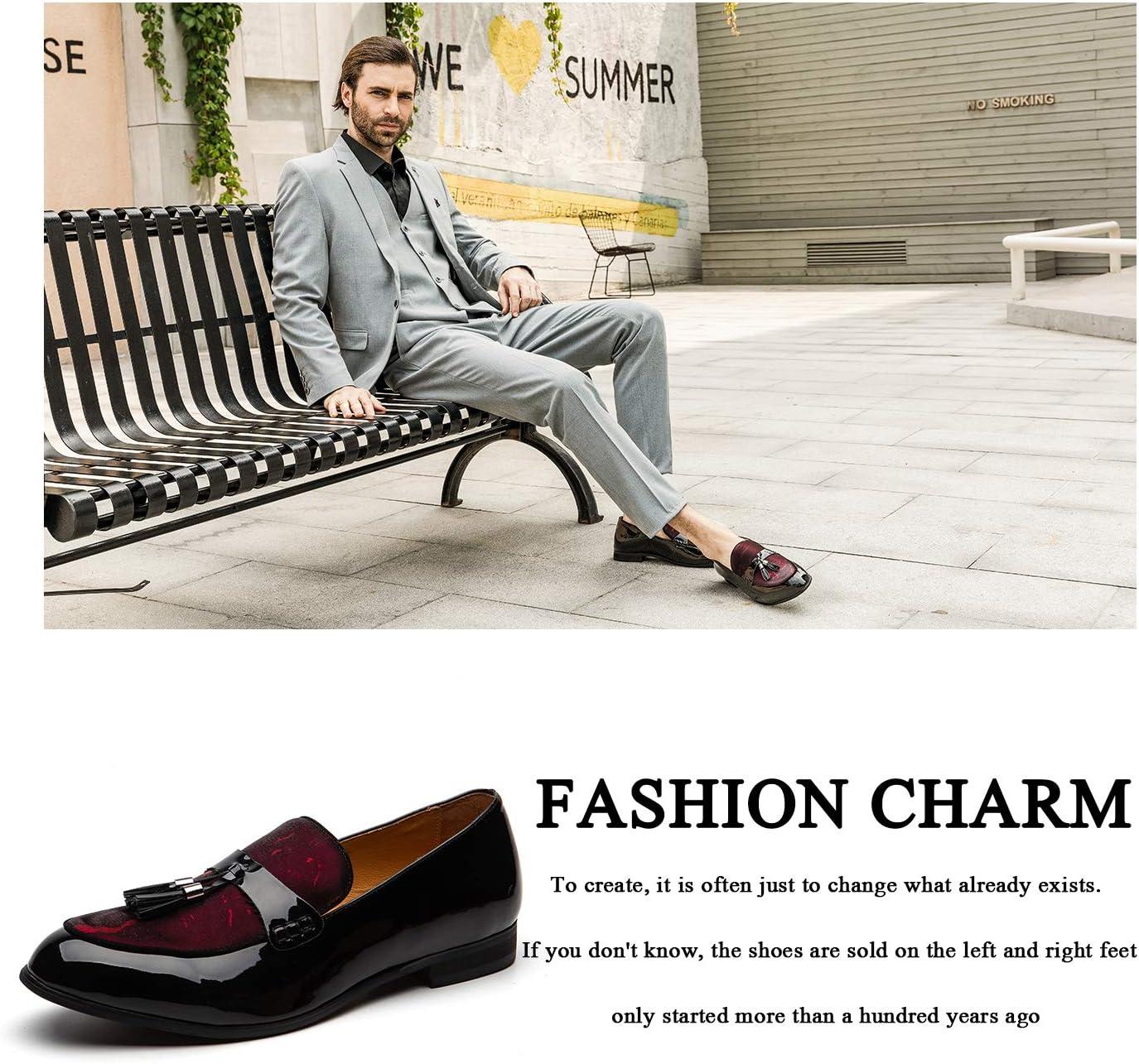 imageJITAI Mens Leather Shoes Pattern Printing Mens Dress Loafer Shoes Slipon Casual Loafer Smoking SlipperBlack04