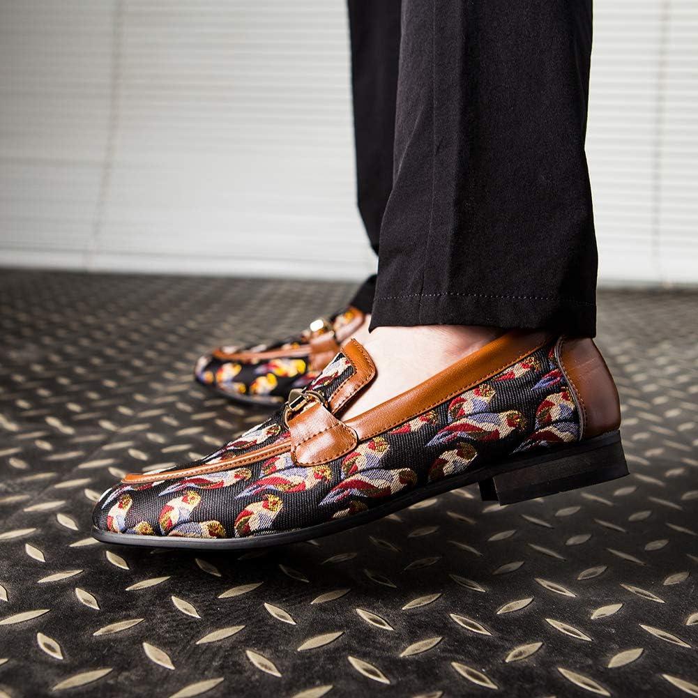 imageJITAI Mens Leather Shoes Pattern Printing Mens Dress Loafer Shoes Slipon Casual Loafer Smoking SlipperBrown06