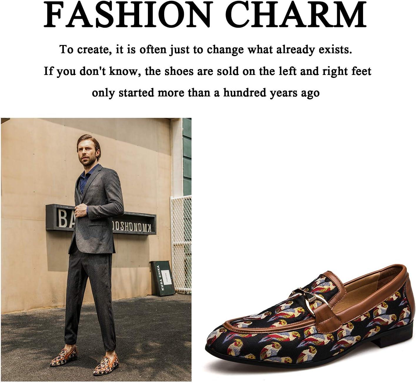 imageJITAI Mens Leather Shoes Pattern Printing Mens Dress Loafer Shoes Slipon Casual Loafer Smoking SlipperBrown06